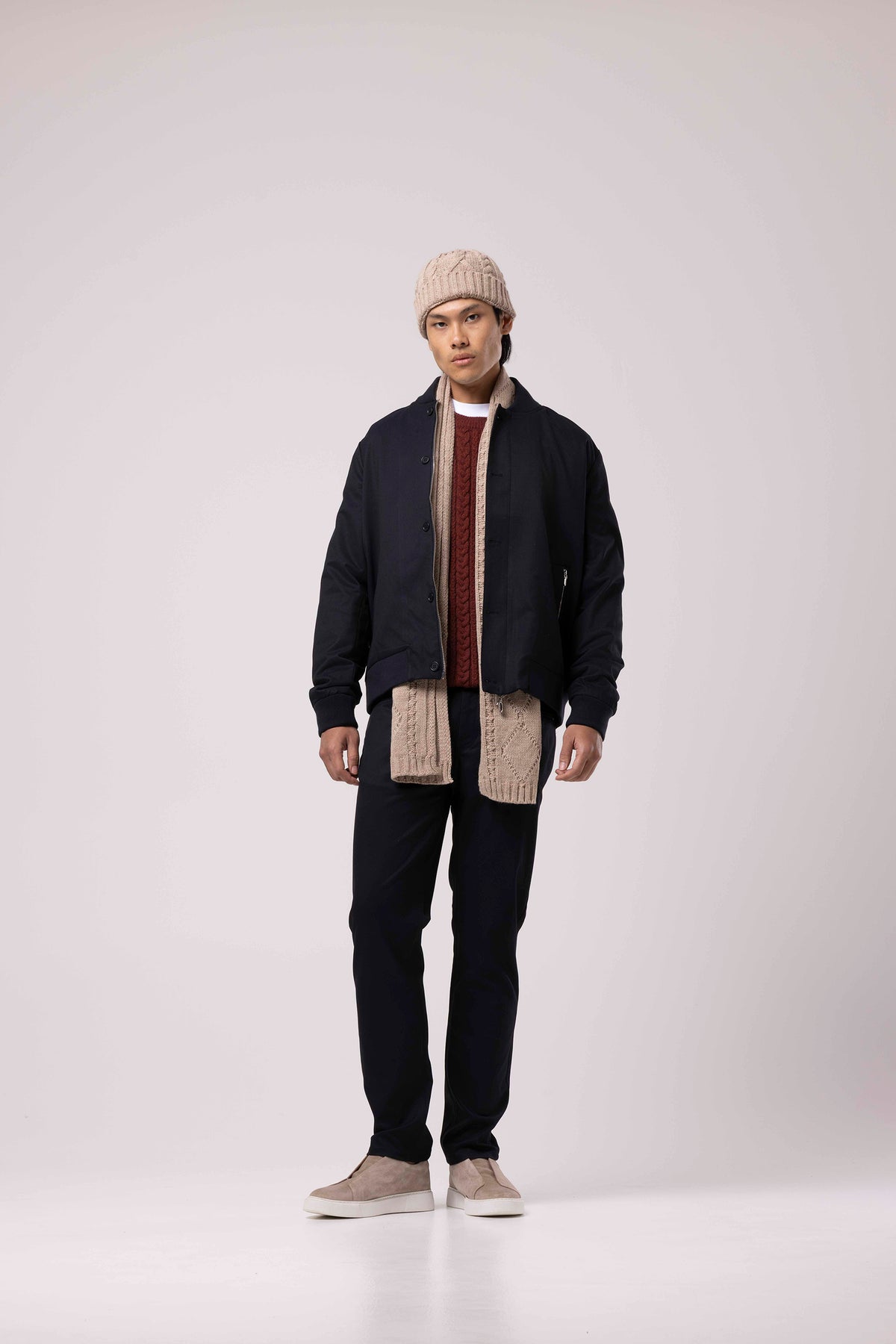 Stand Collar Zip-Up Bomber Jacket