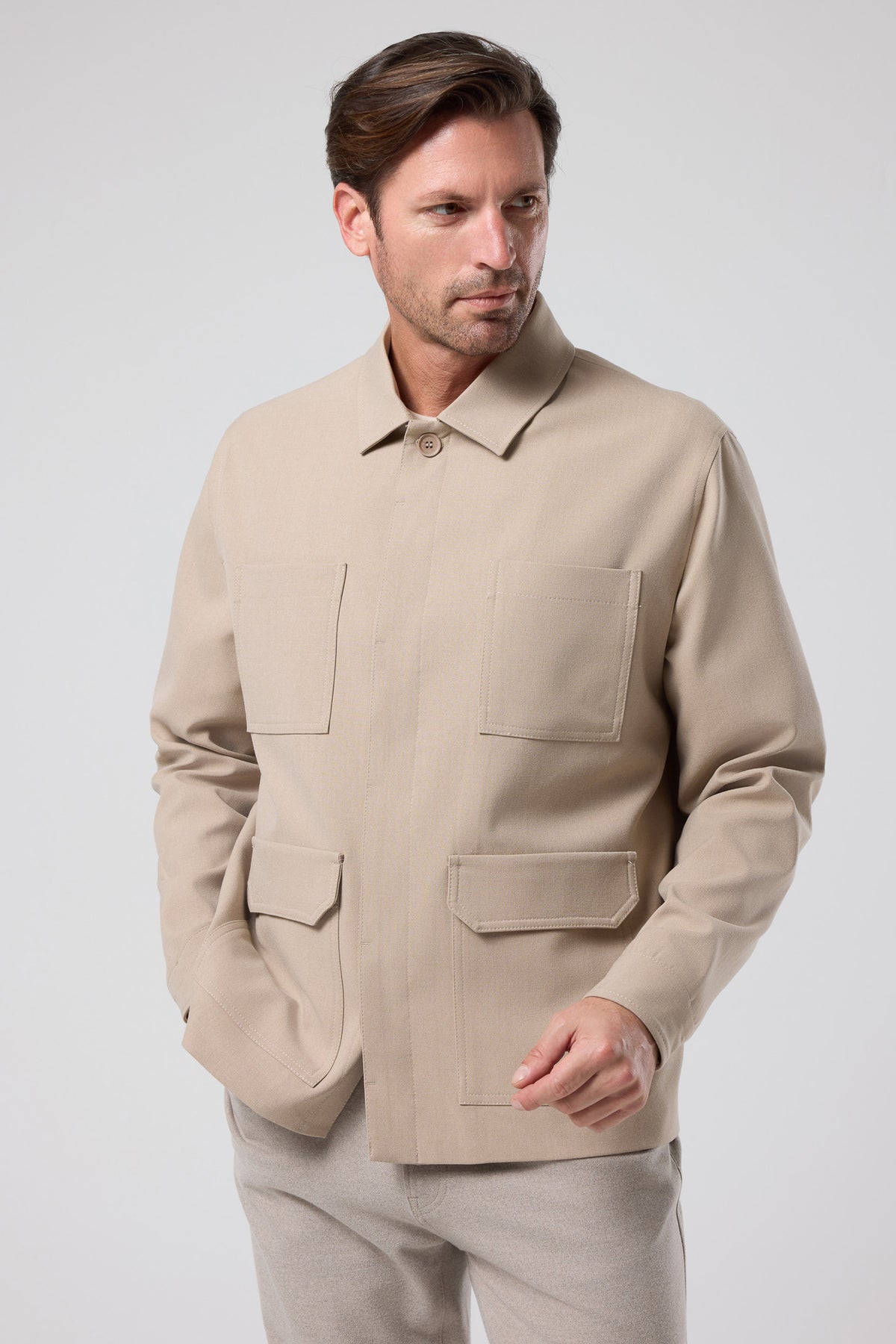 Çok Cepli Gömlek Ceket - CKT-5061-BEIGE-S - CKT-5061-BEIGE-S_3