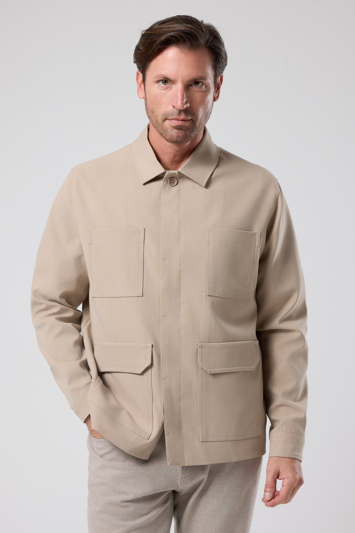Çok Cepli Gömlek Ceket - CKT-5061-BEIGE-S - CKT-5061-BEIGE-S_4