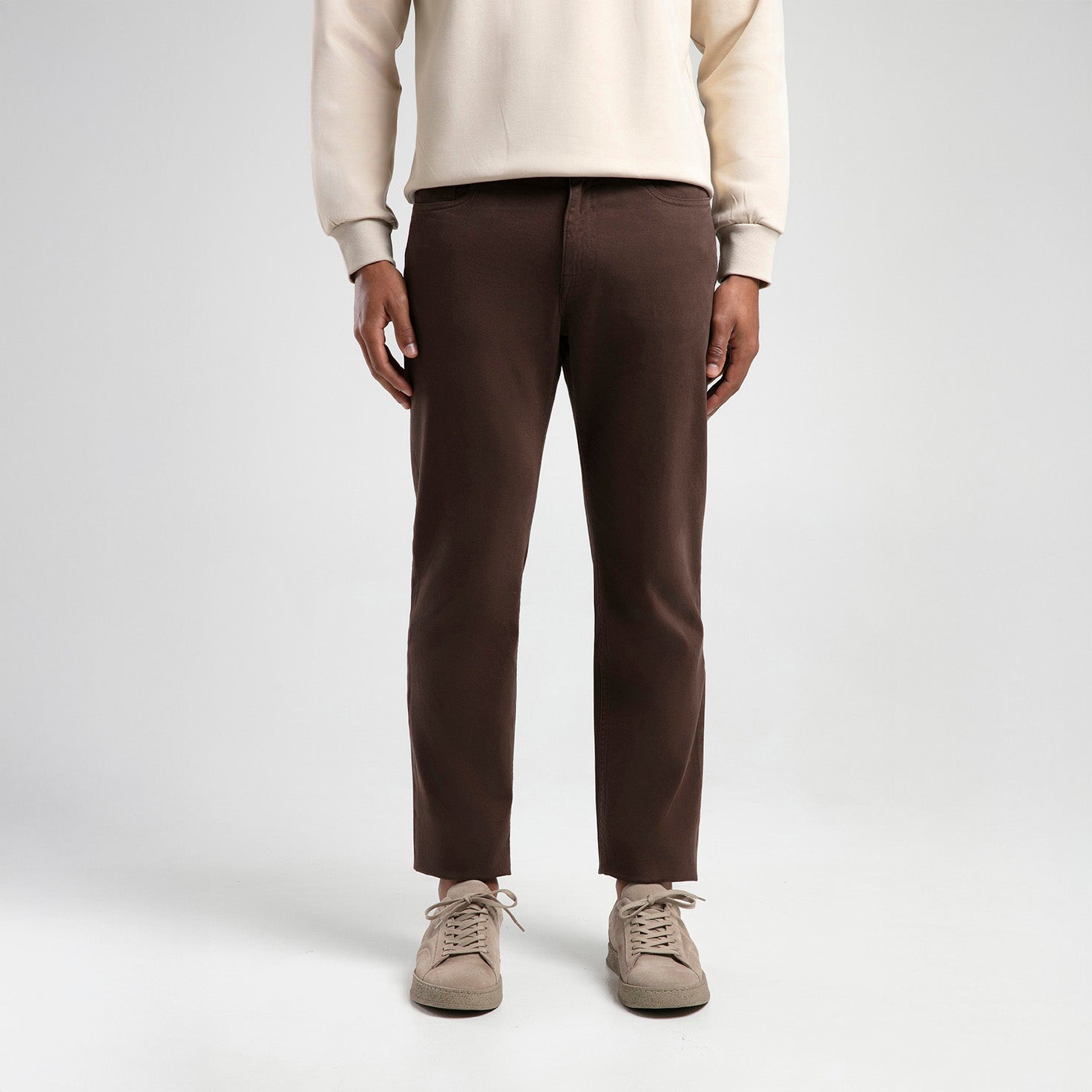 Slim Fit Beş Cep Erkek Pantolon - Kahverengi