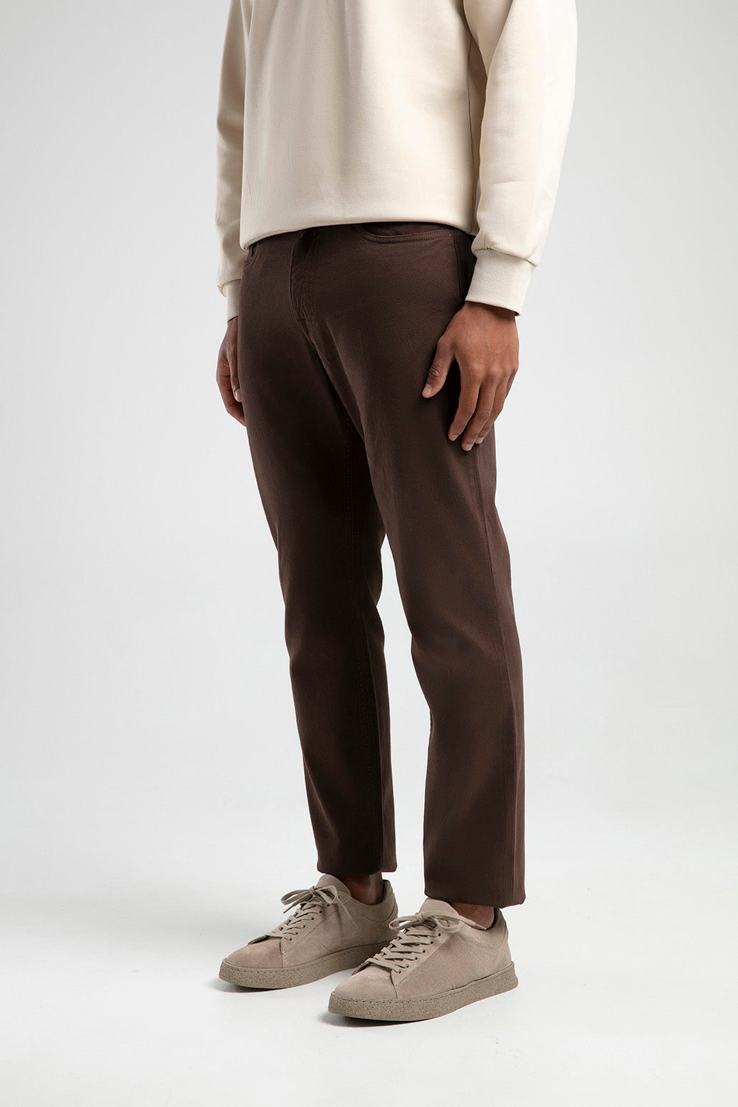 Slim Fit Beş Cep Erkek Pantolon - Kahverengi