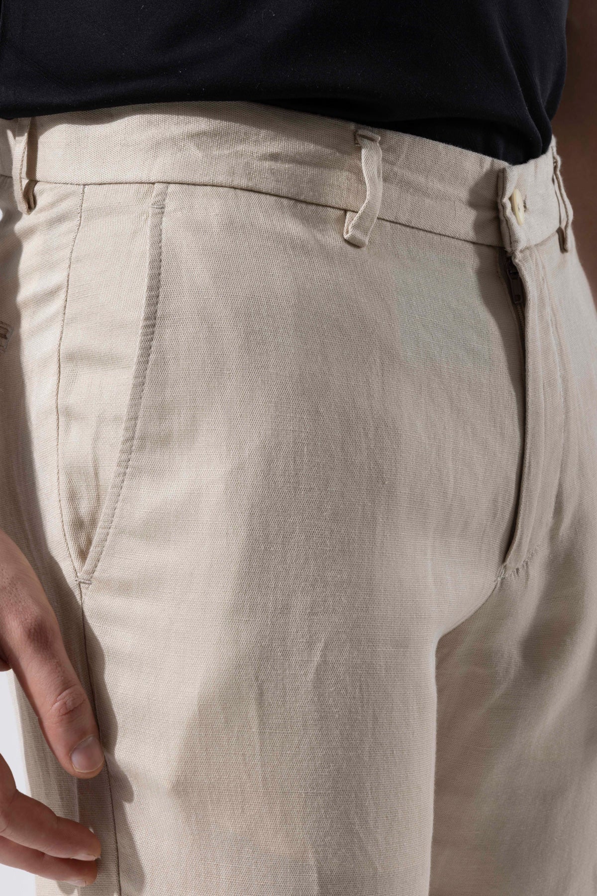 Lyocell Keten Karışımlı Yazlık Erkek Pantolon - Bej