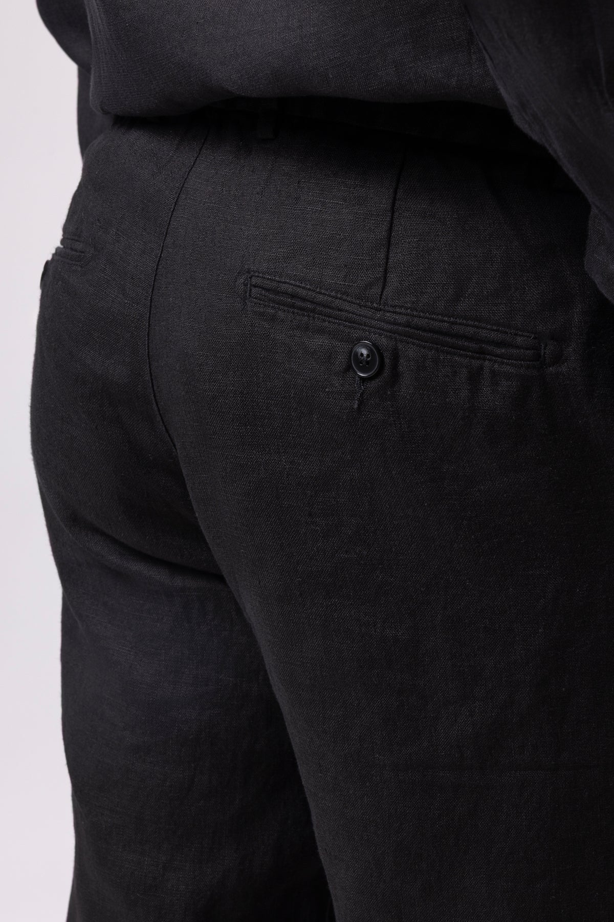 Klasik Bel Keten Pantolon - Siyah