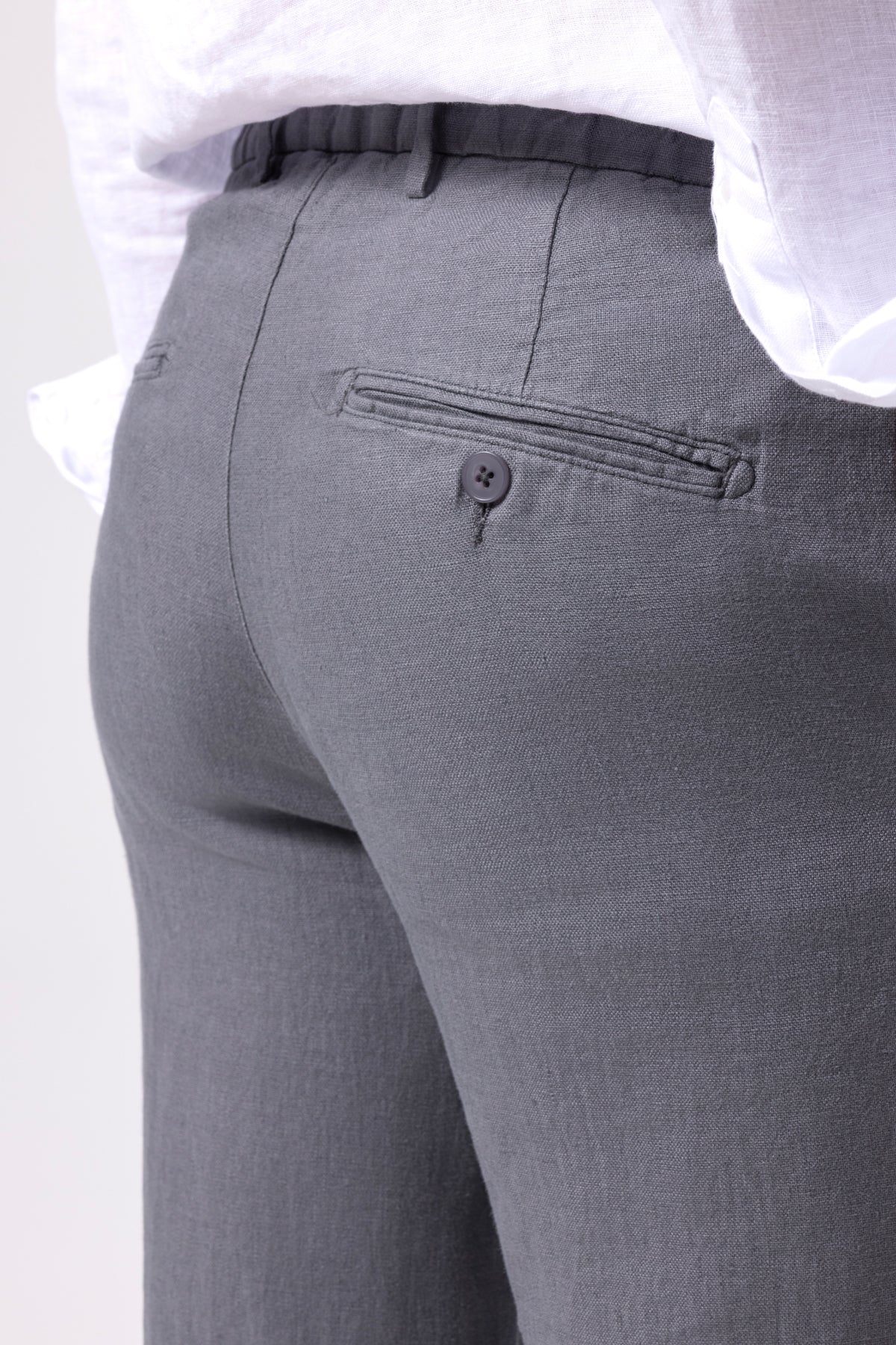 Klasik Bel Keten Pantolon - Koyu Gri