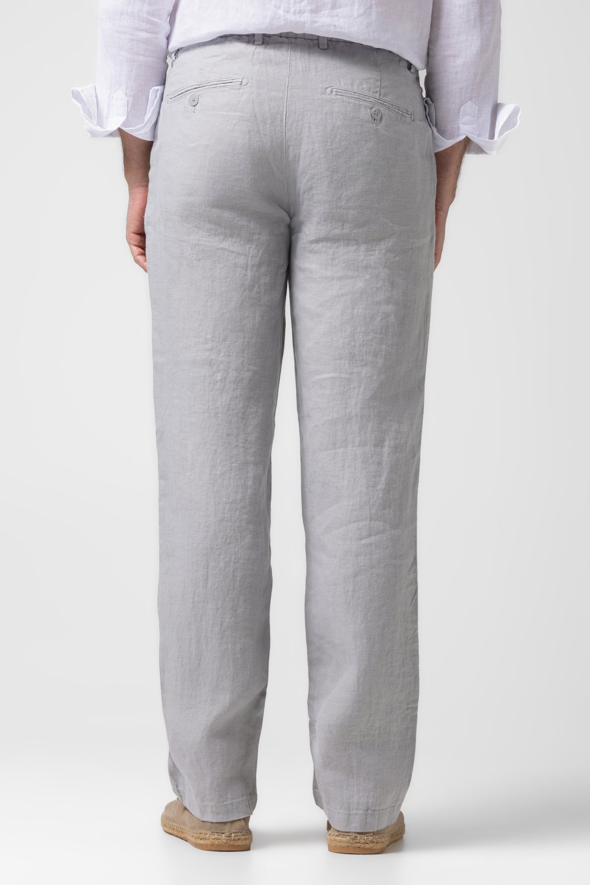 Klasik Bel Keten Pantolon - Gri