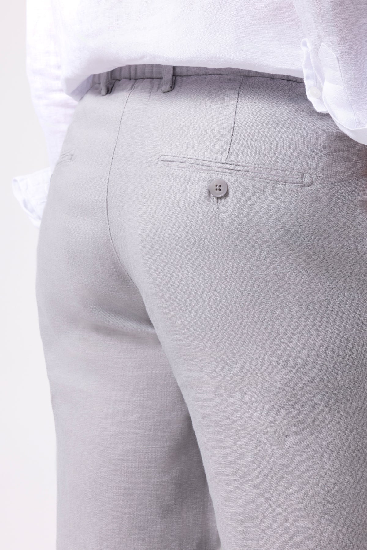 Klasik Bel Keten Pantolon - Gri