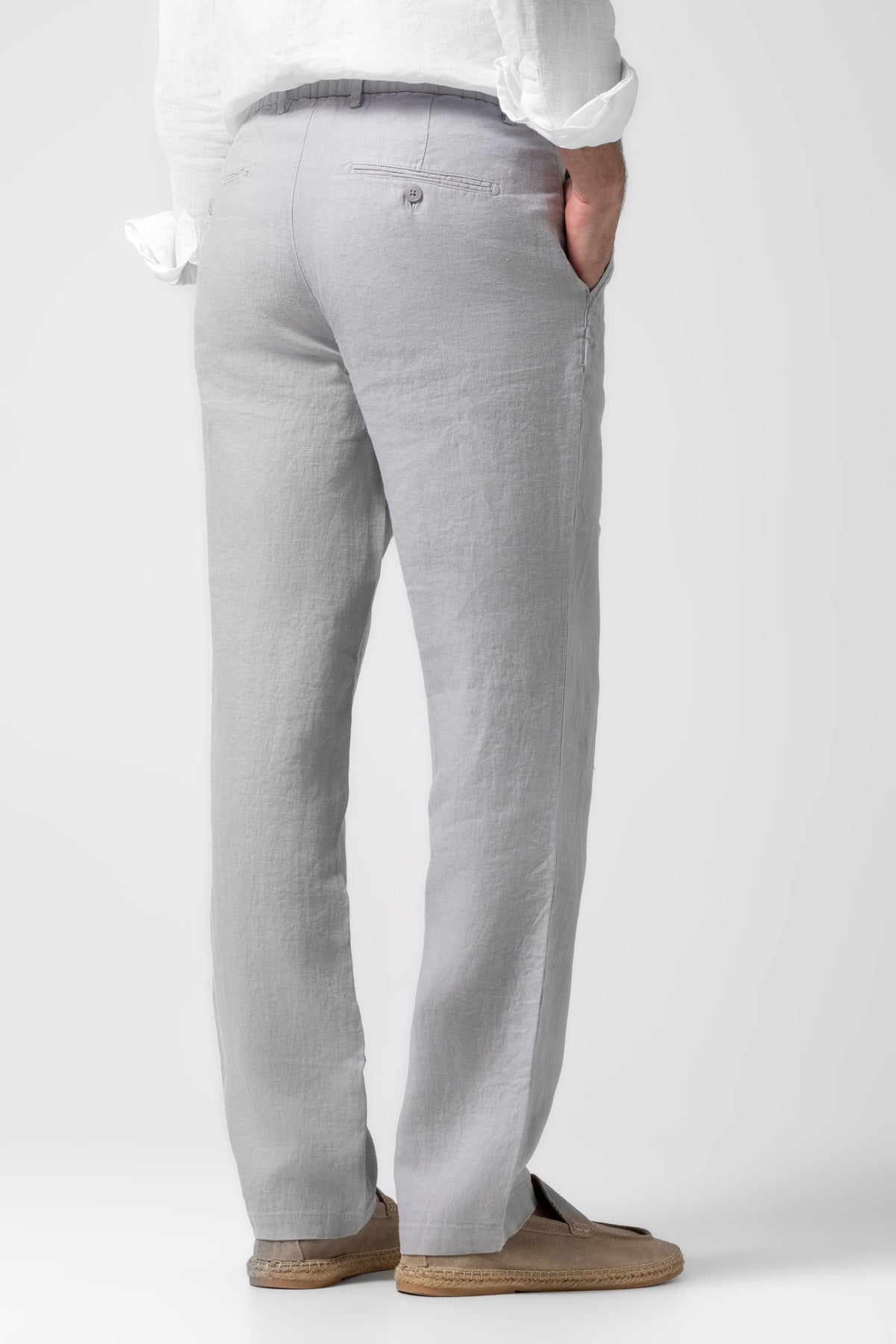 Klasik Bel Keten Pantolon - Gri