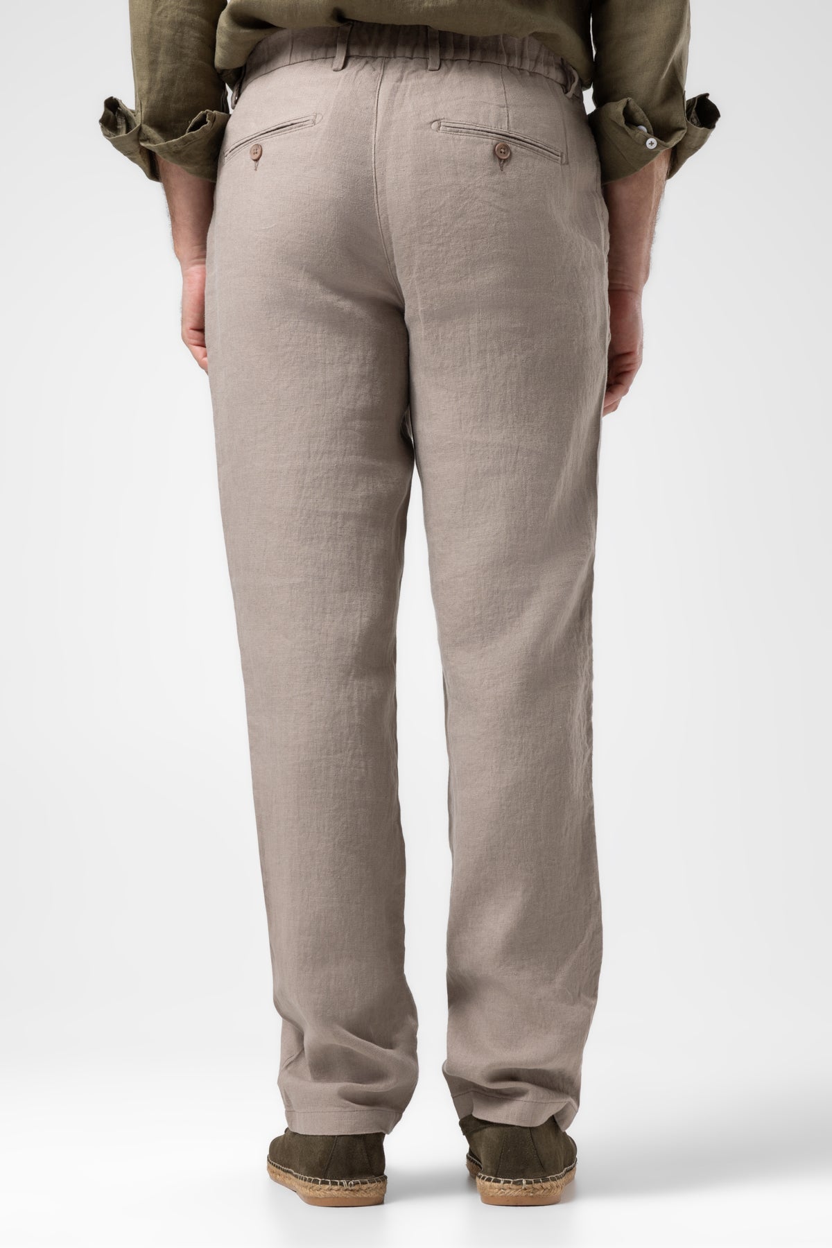 Klasik Bel Keten Pantolon - Vizon