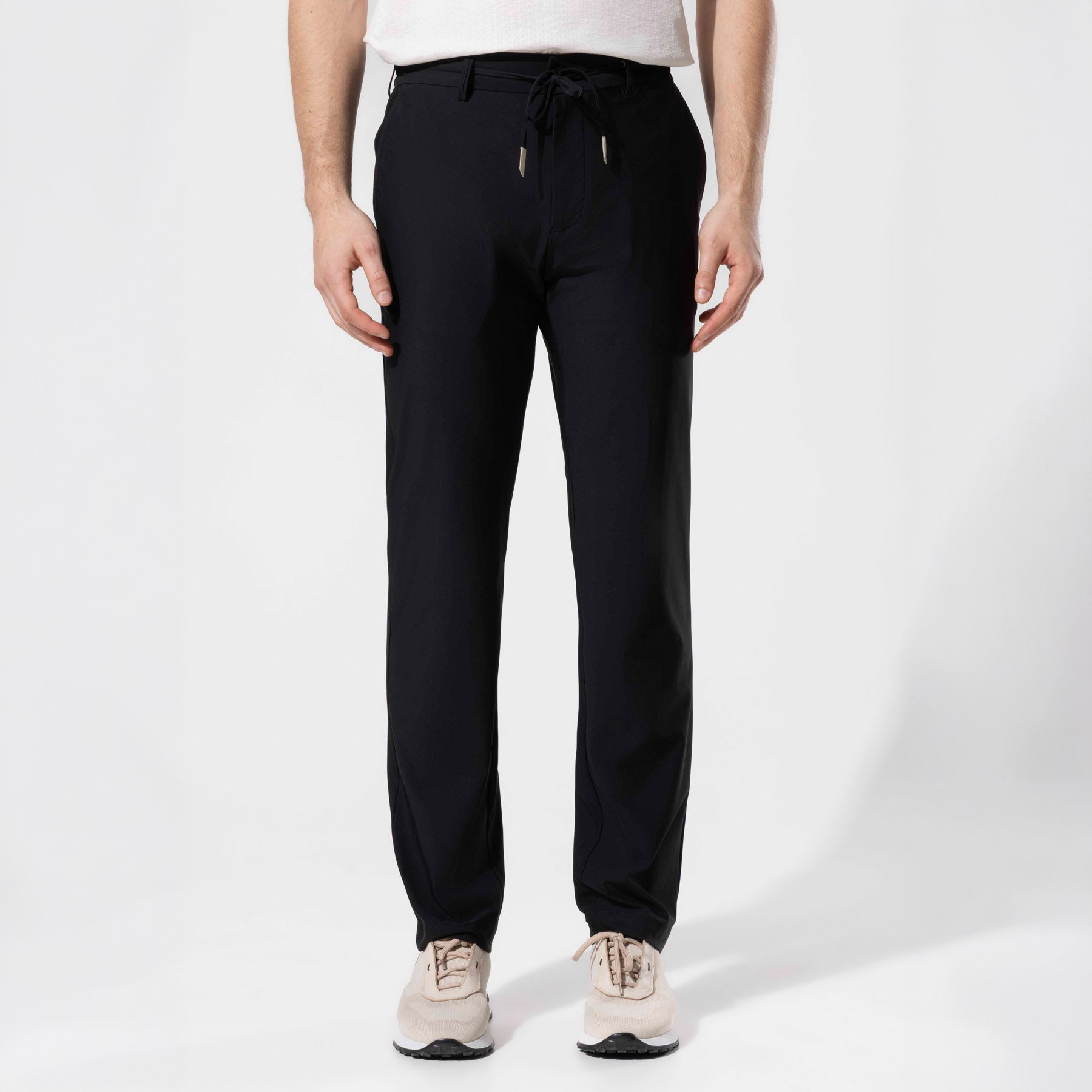 Men's Polyamide Blend Trousers with Elastic Waist