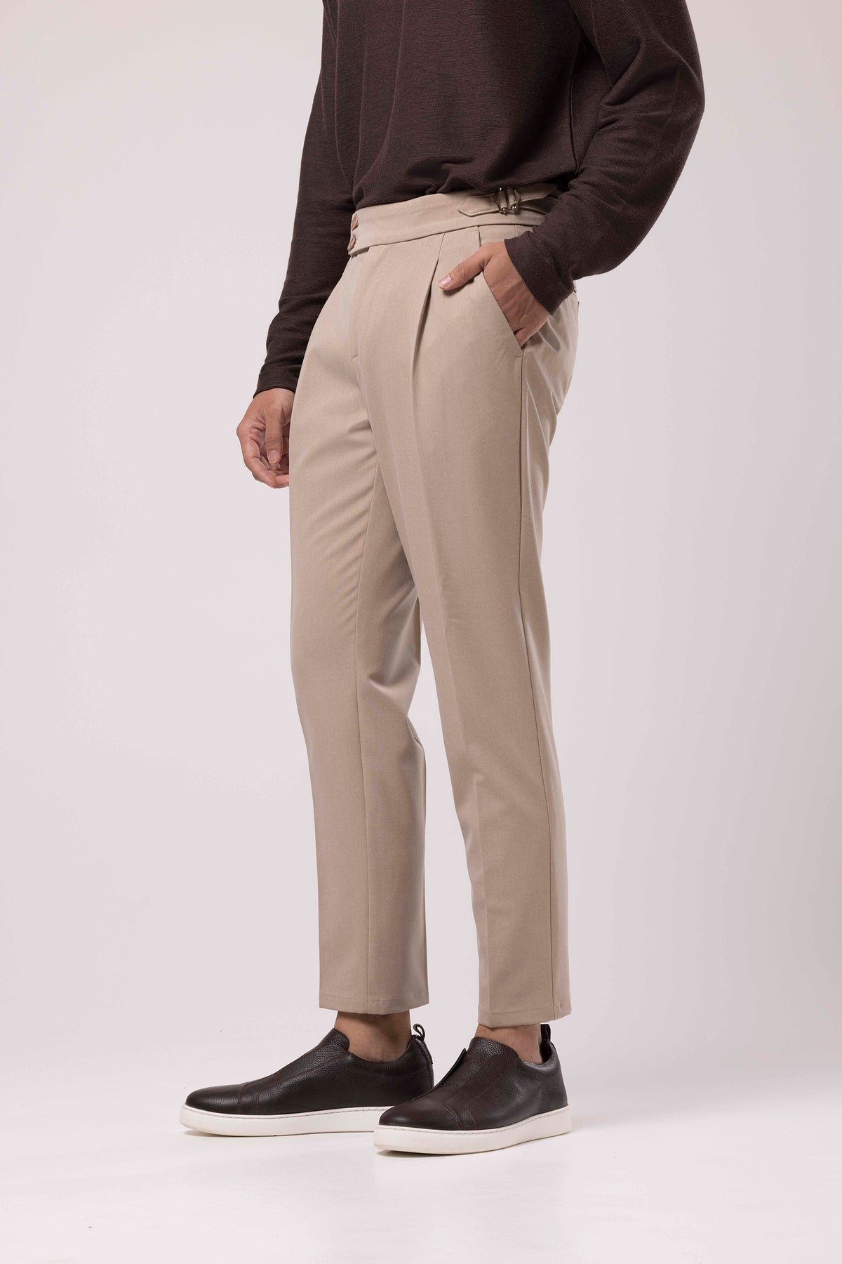 Pile Detaylı Kumaş Pantolon