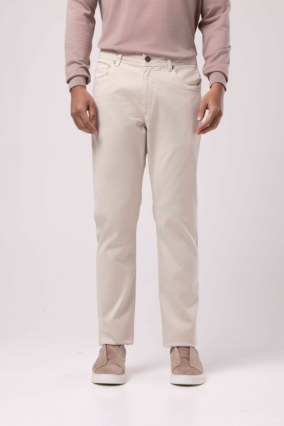Straight-Leg Trousers with Buttoned Waist