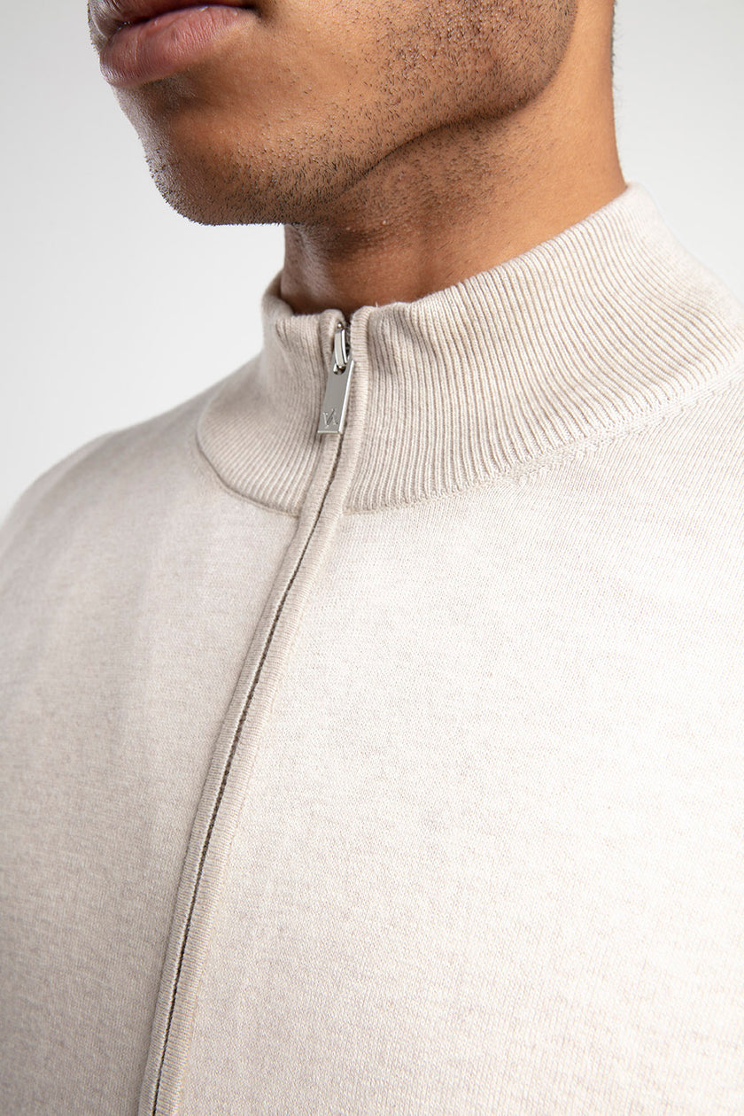 Fermuarlı Dik Yaka Triko Hırka