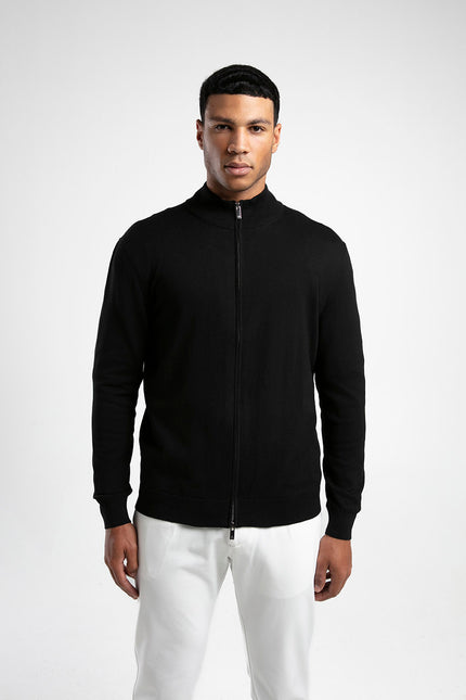 Fermuarlı Dik Yaka Triko Hırka