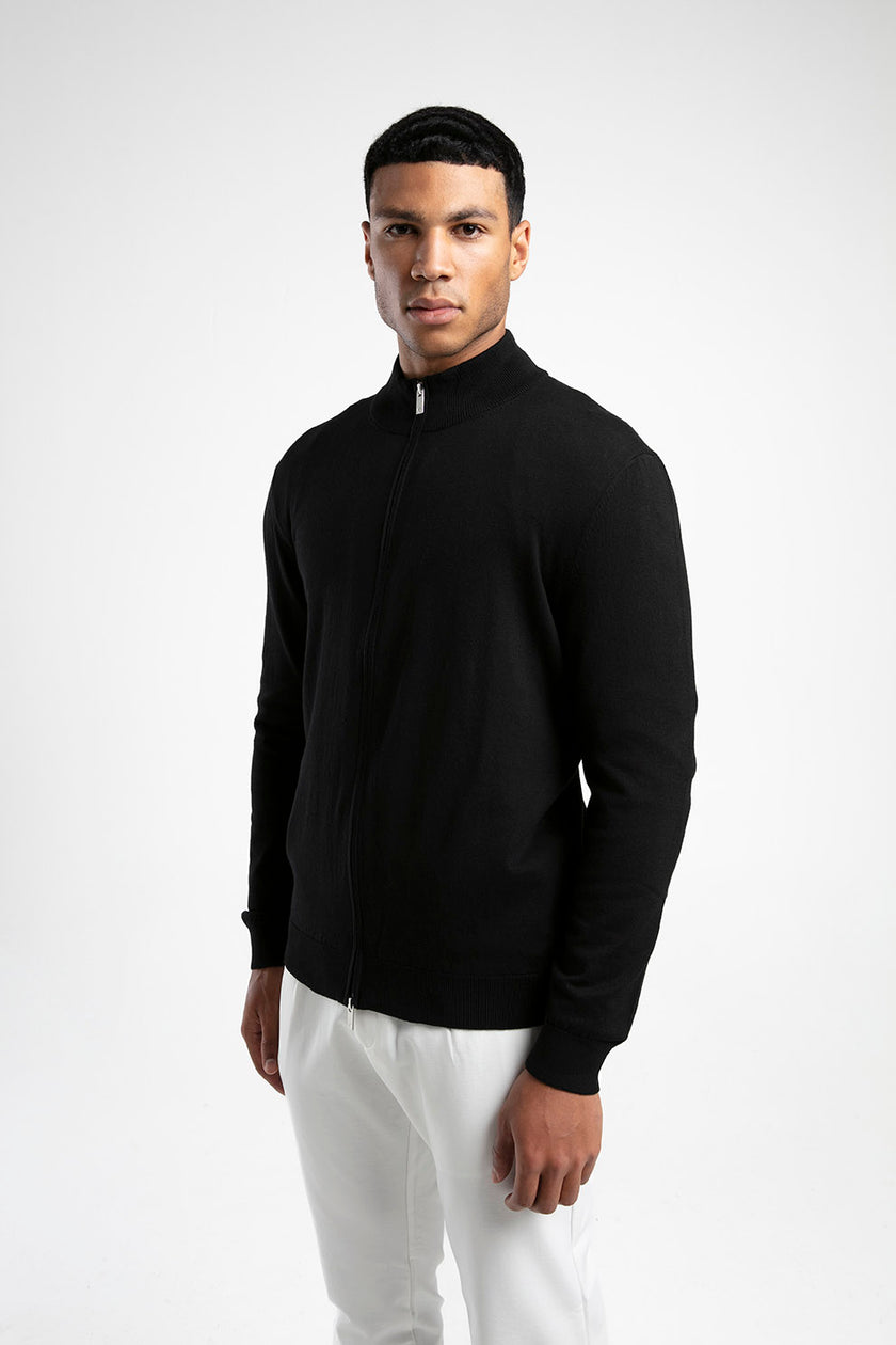 Fermuarlı Dik Yaka Triko Hırka