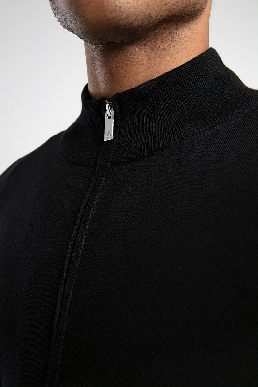 Fermuarlı Dik Yaka Triko Hırka