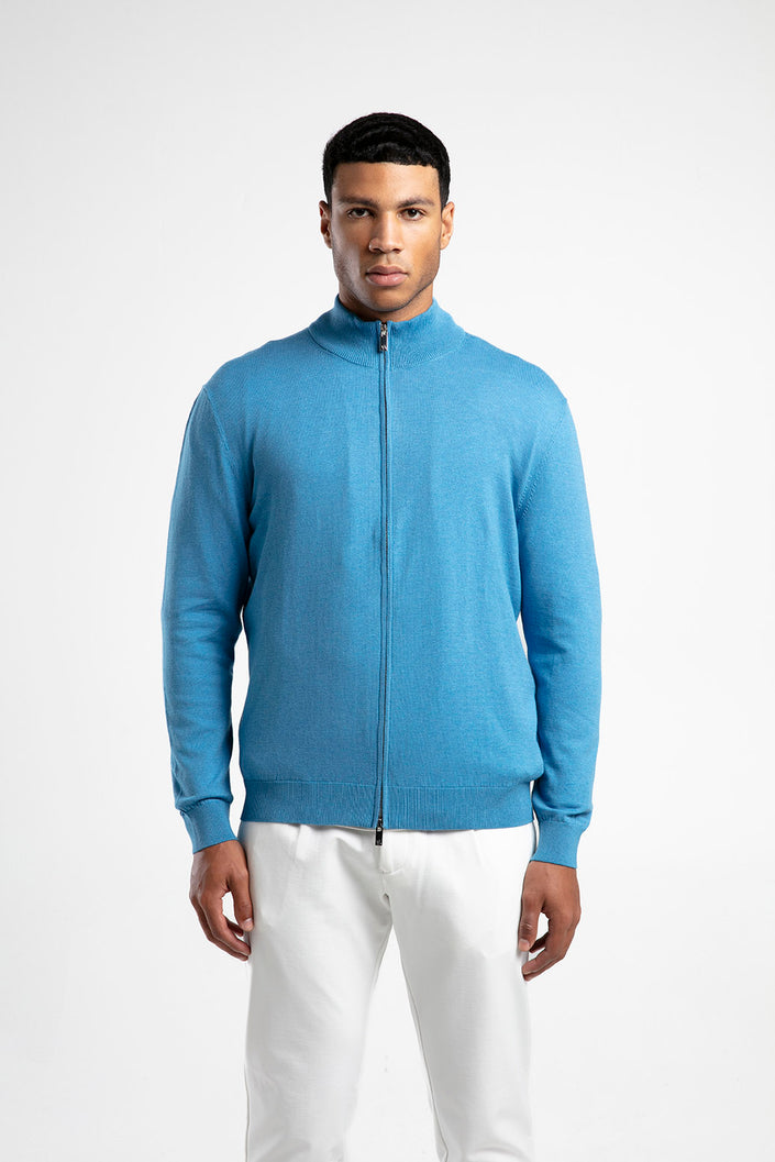 Fermuarlı Dik Yaka Triko Hırka