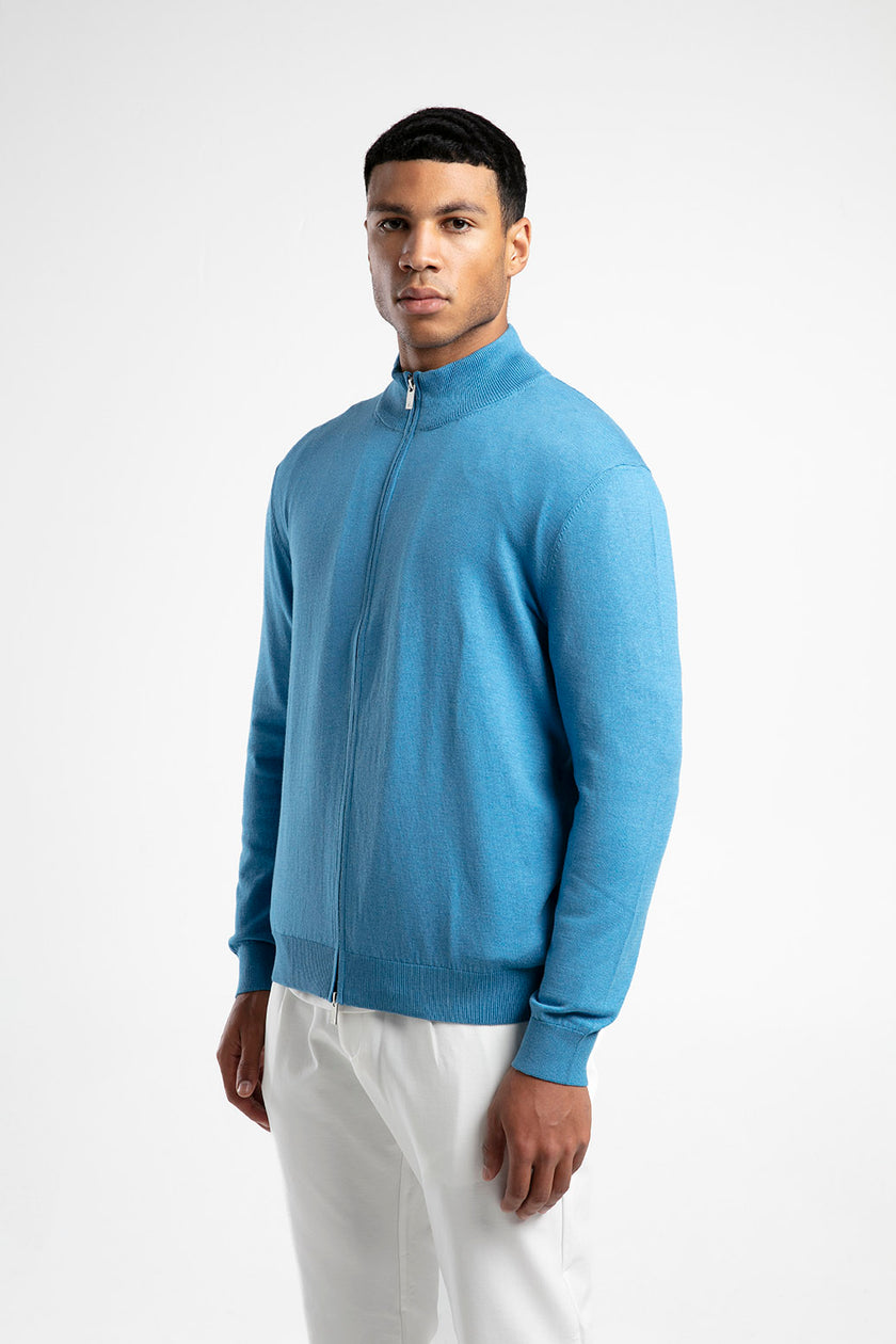 Fermuarlı Dik Yaka Triko Hırka