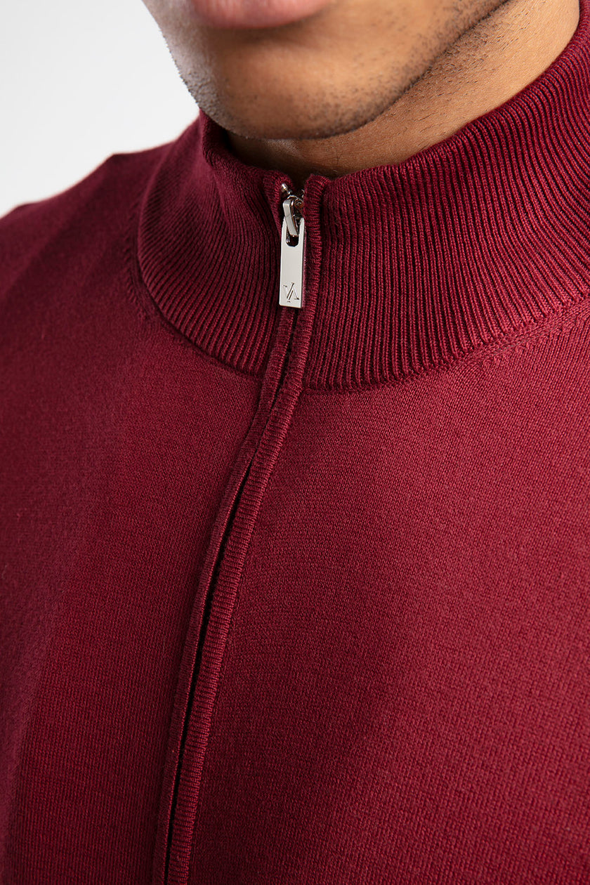 Fermuarlı Dik Yaka Triko Hırka