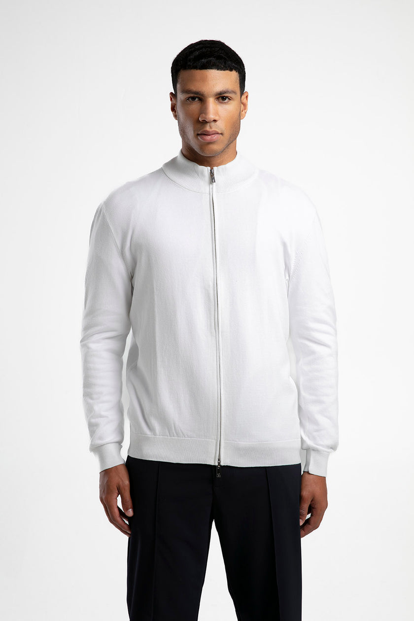 Fermuarlı Dik Yaka Triko Hırka