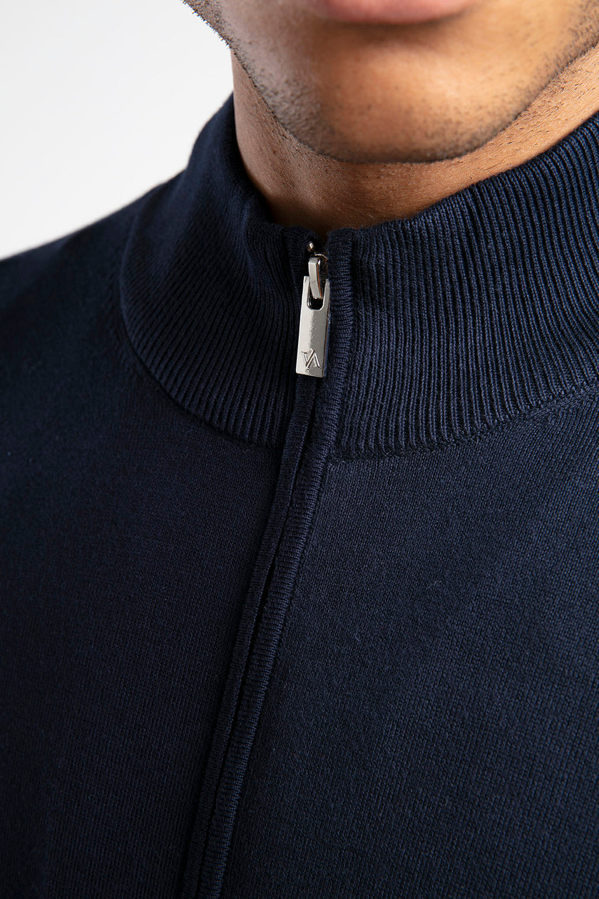 Fermuarlı Dik Yaka Triko Hırka