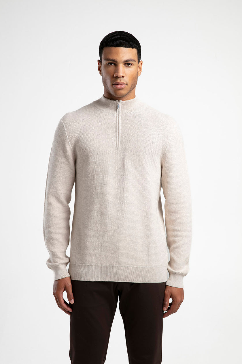 Yarım Fermuarlı Dik Yaka Triko