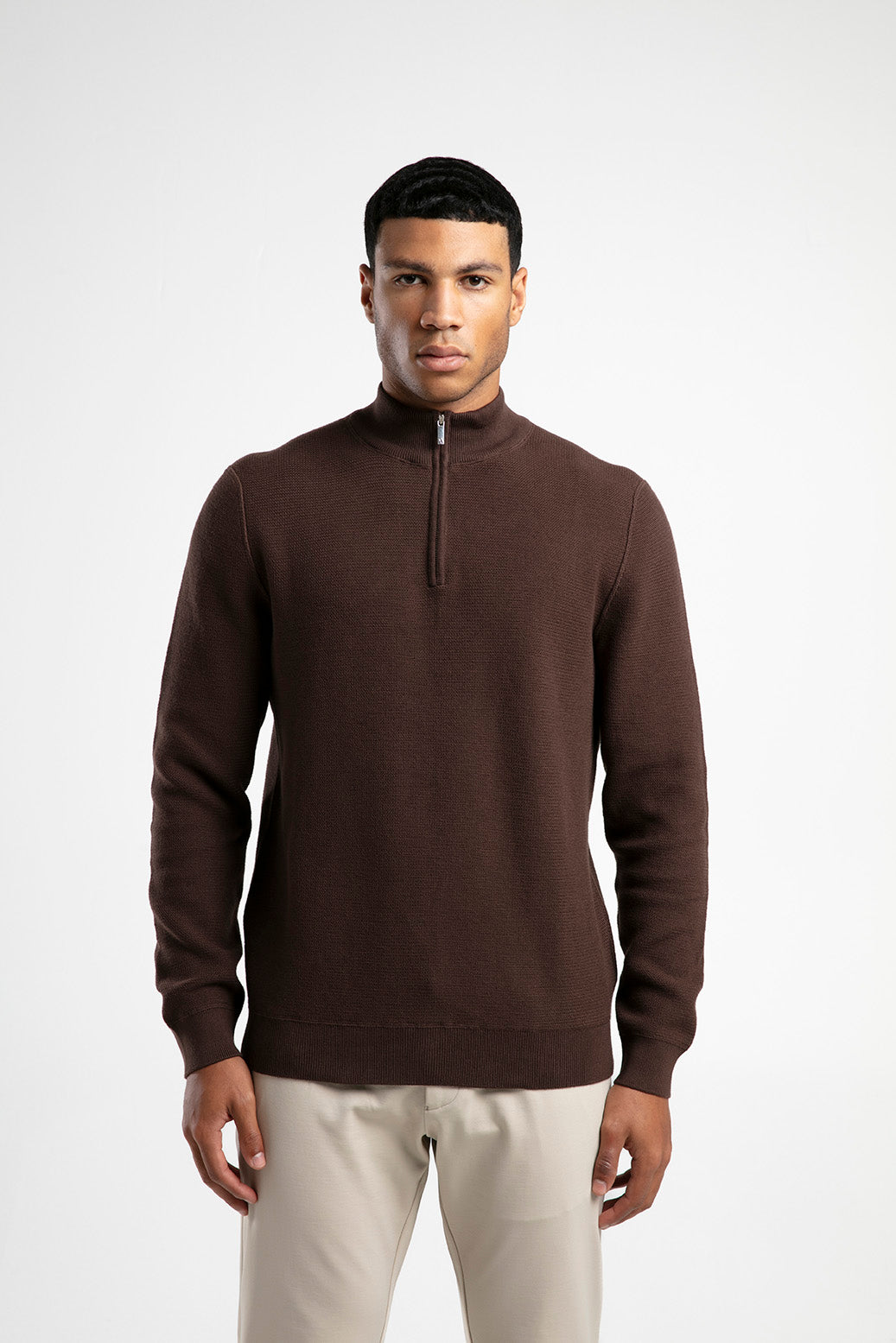 Yarım Fermuarlı Dik Yaka Triko