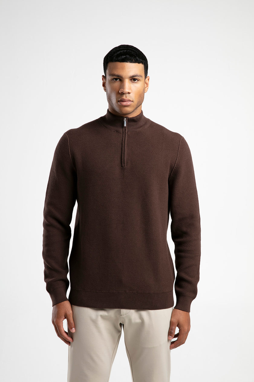 Yarım Fermuarlı Dik Yaka Triko