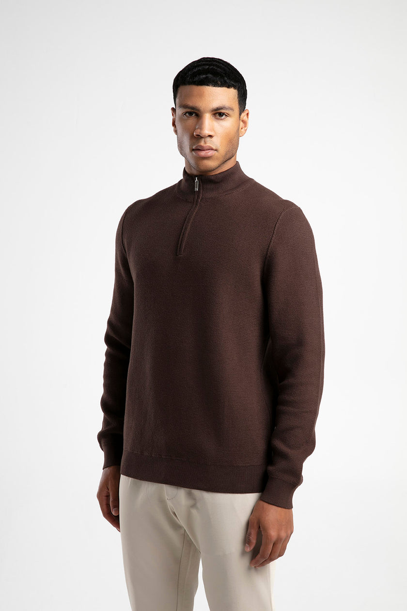 Yarım Fermuarlı Dik Yaka Triko