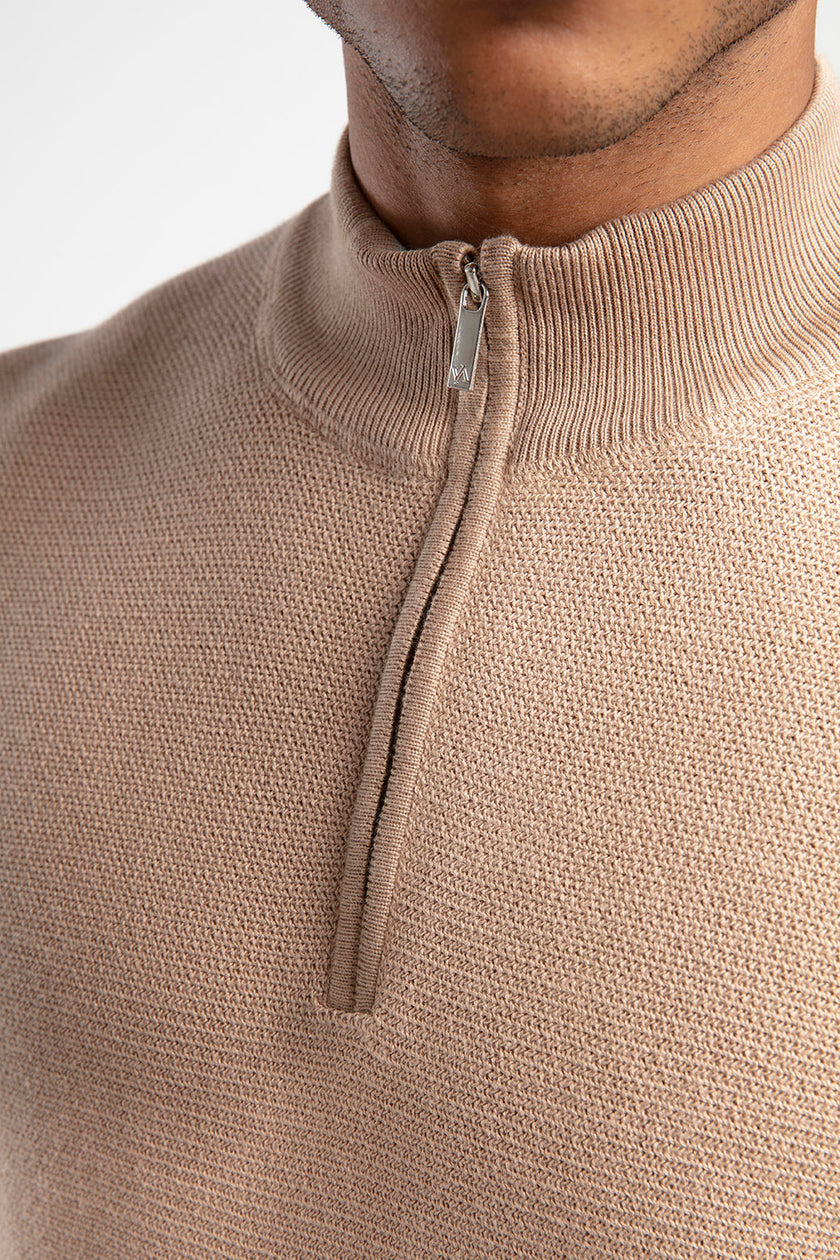 Yarım Fermuarlı Dik Yaka Triko