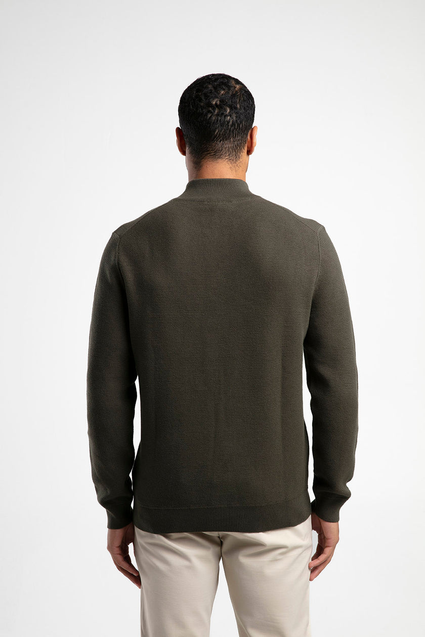 Yarım Fermuarlı Dik Yaka Triko