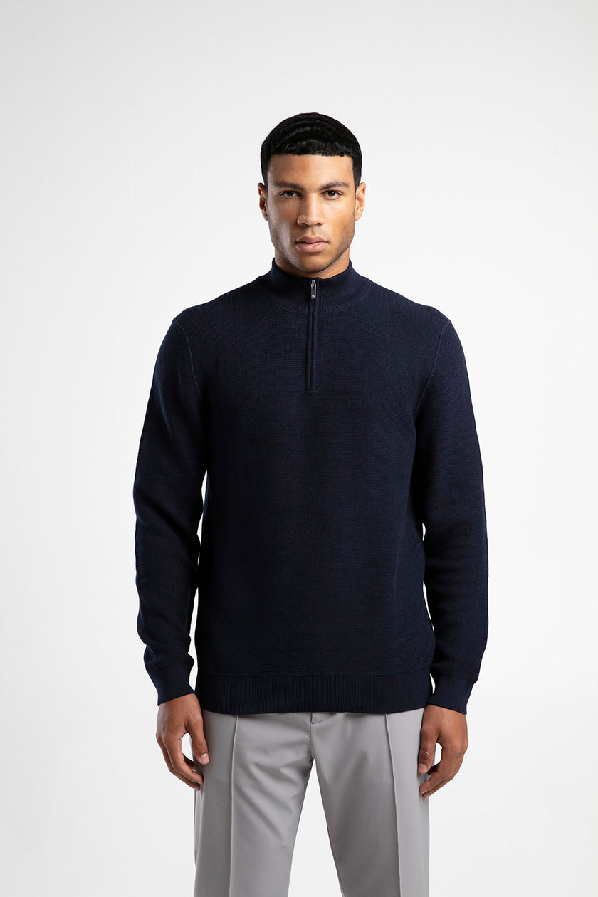 Yarım Fermuarlı Dik Yaka Triko