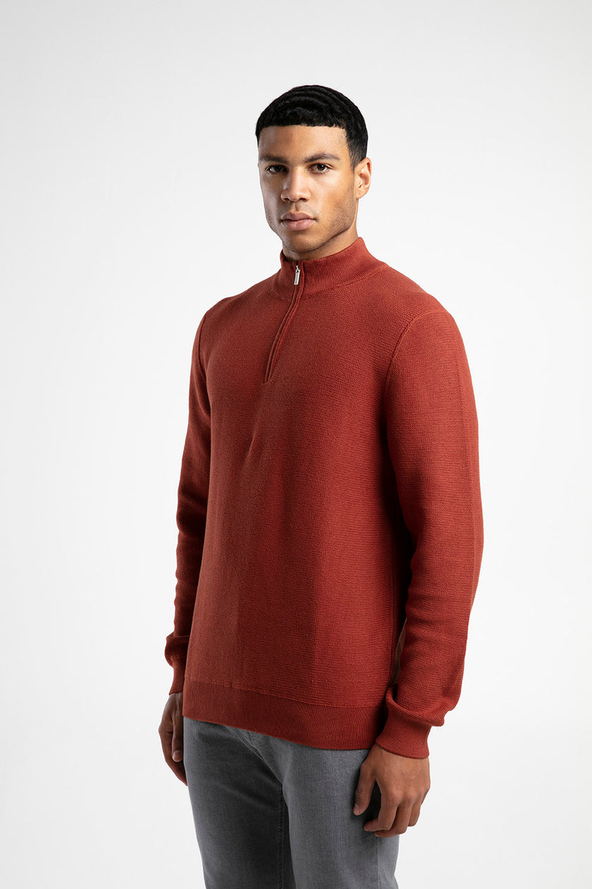 Yarım Fermuarlı Dik Yaka Triko