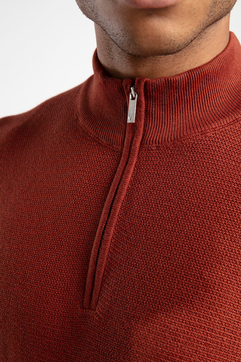 Yarım Fermuarlı Dik Yaka Triko