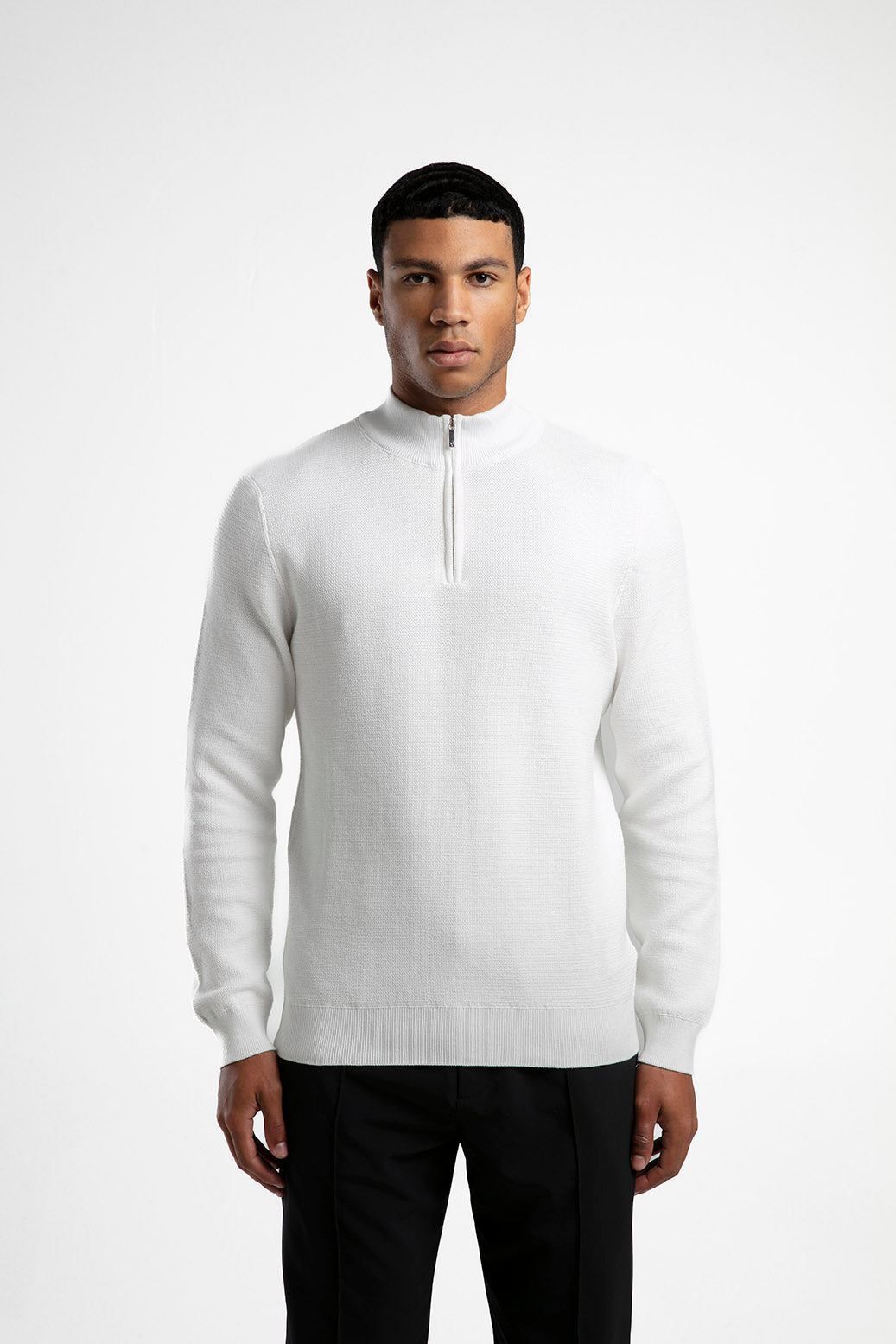 Yarım Fermuarlı Dik Yaka Triko