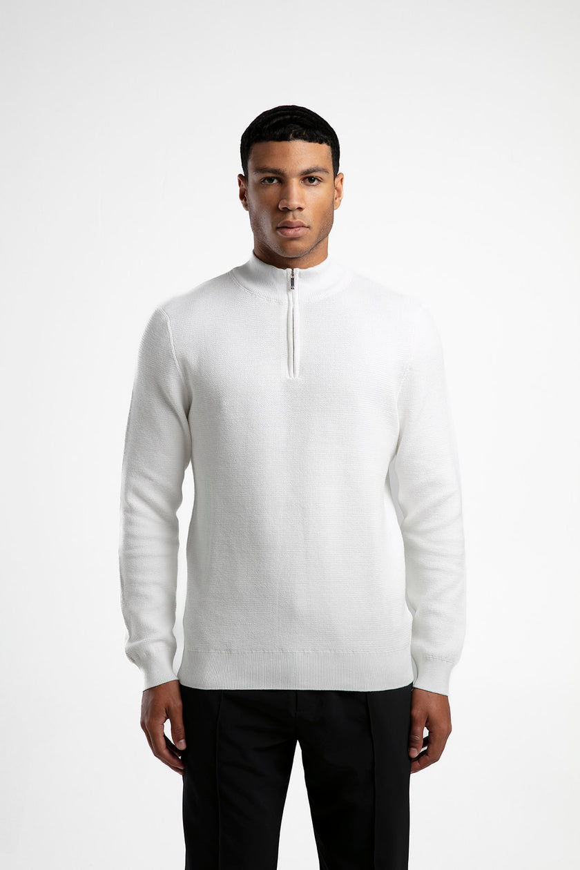 Yarım Fermuarlı Dik Yaka Triko