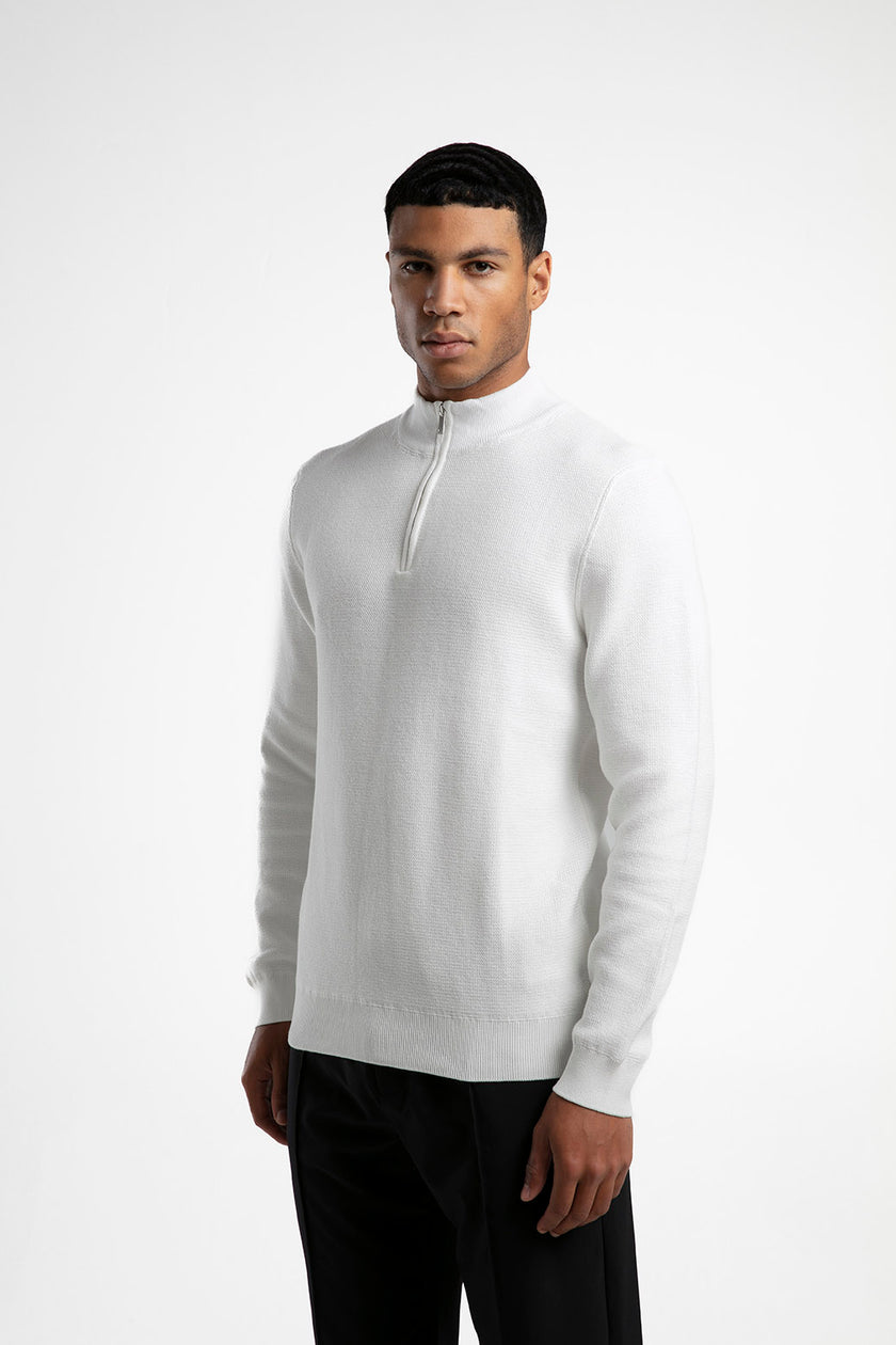 Yarım Fermuarlı Dik Yaka Triko