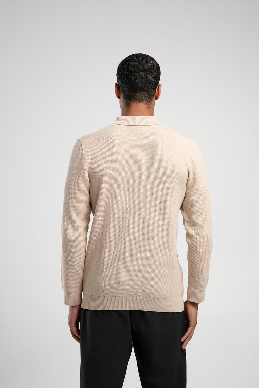 Yarım Fermuarlı Polo Yaka Triko