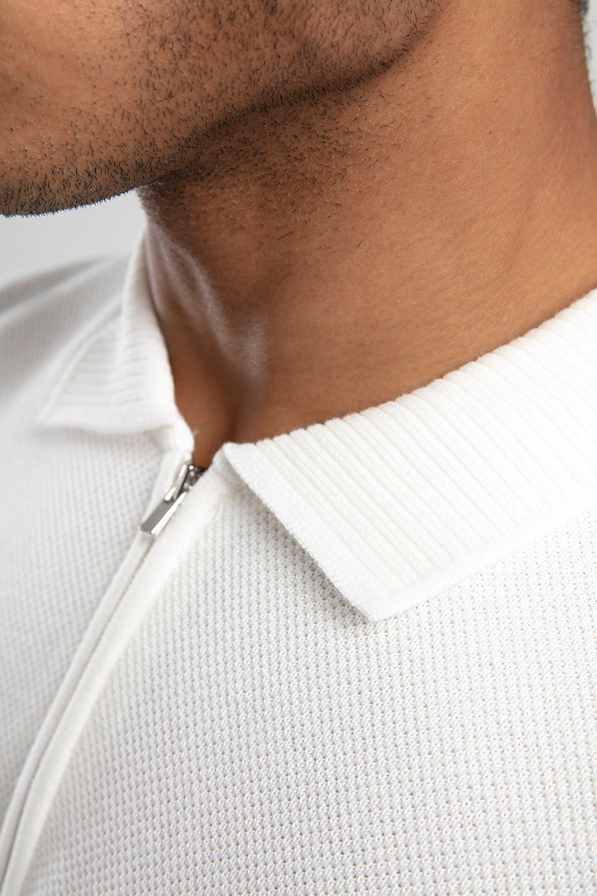 Yarım Fermuarlı Polo Yaka Triko