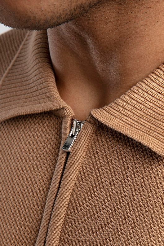 Yarım Fermuarlı Polo Yaka Triko