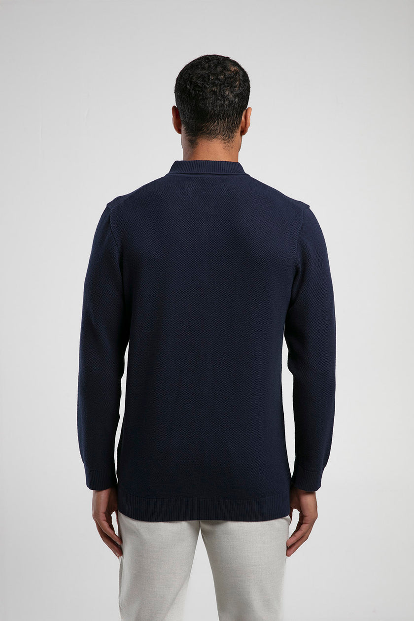 Yarım Fermuarlı Polo Yaka Triko