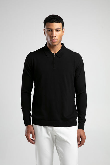 Fermuarlı Polo Yaka Erkek Triko