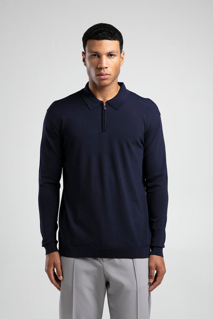 Fermuarlı Polo Yaka Erkek Triko