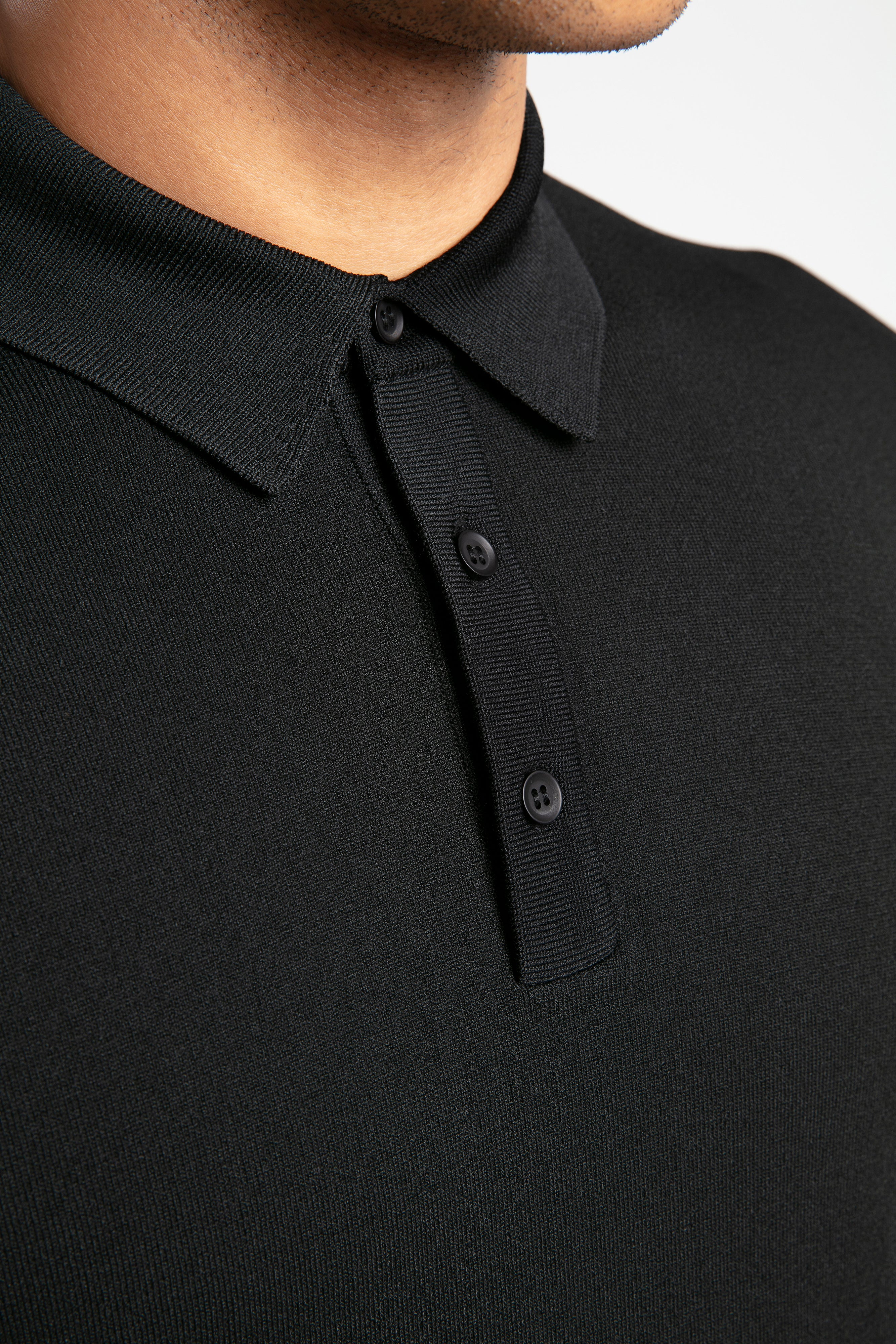 Düğmeli Yaka Uzun Kollu Triko Polo