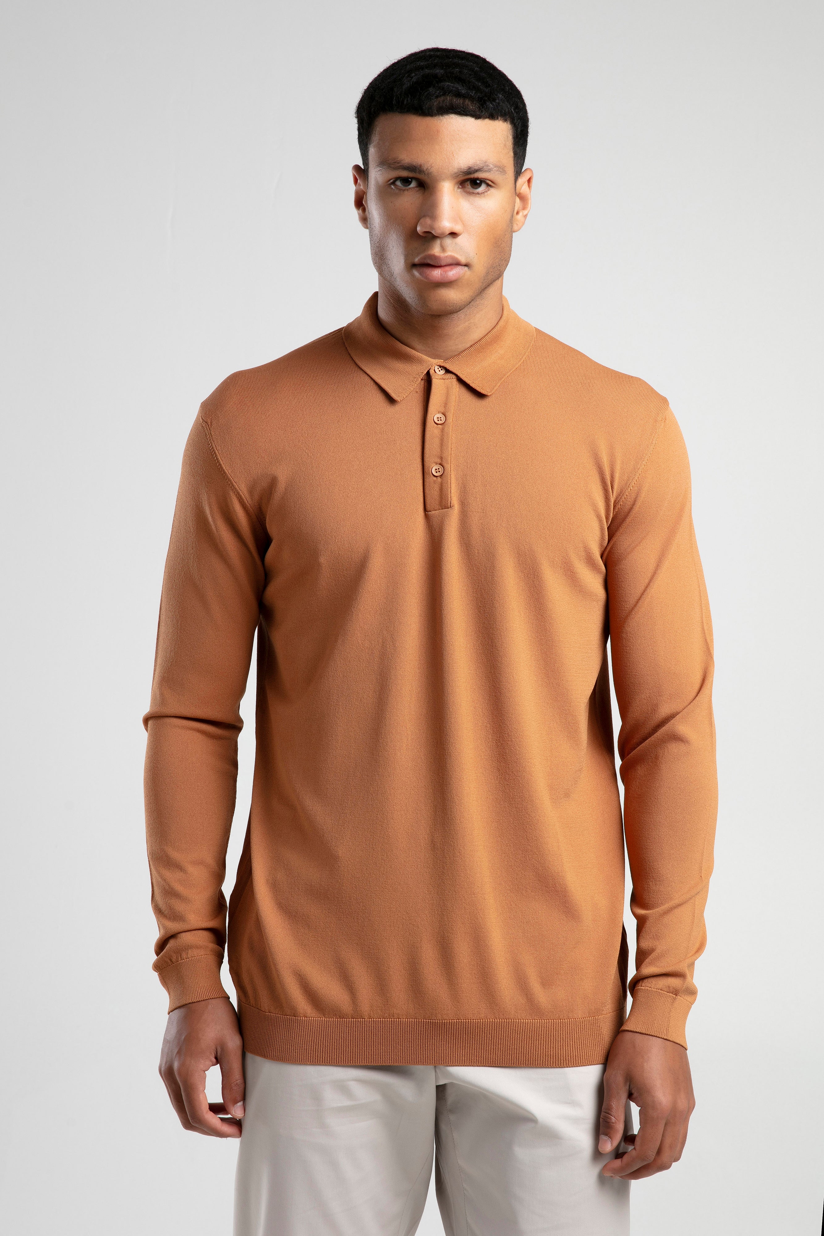 Düğmeli Yaka Uzun Kollu Triko Polo