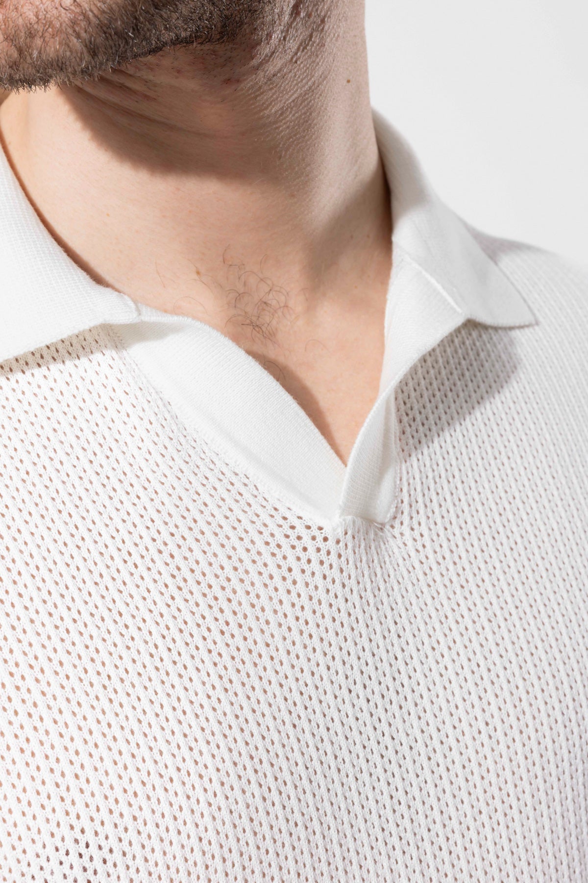 File Textured Knit Polo Neck Men's T-Shirt