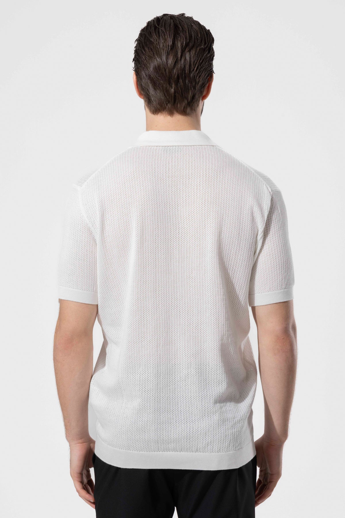 File Textured Knit Polo Neck Men's T-Shirt