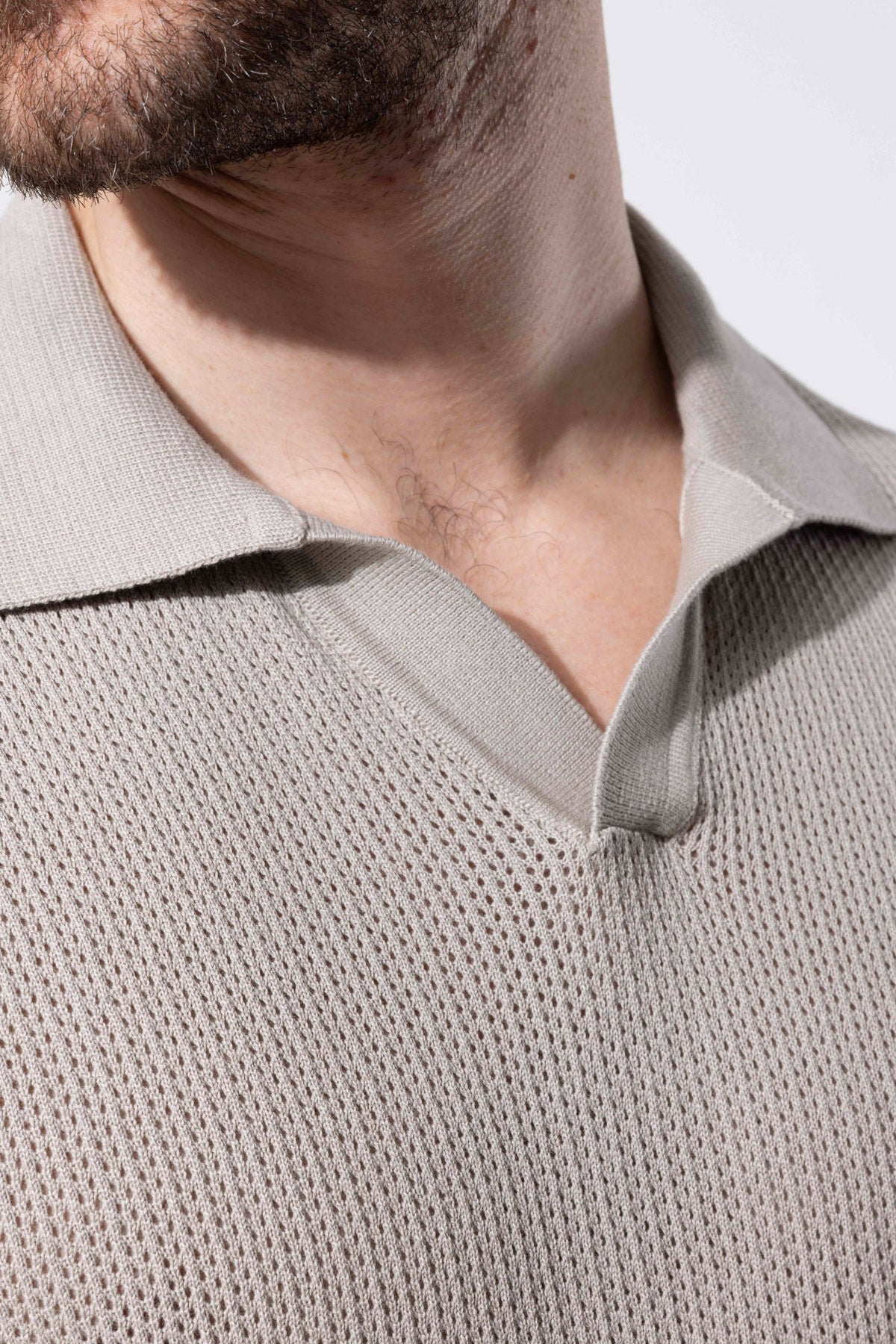 File Textured Knit Polo Neck Men's T-Shirt