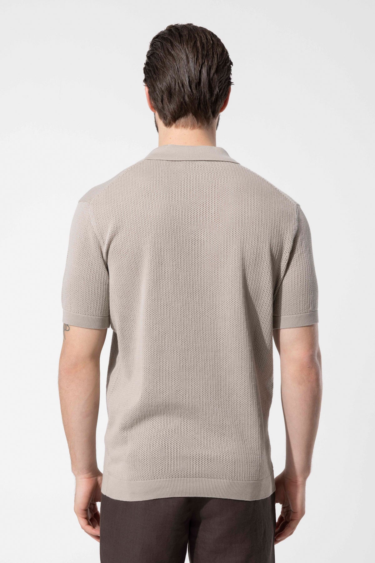File Textured Knit Polo Neck Men's T-Shirt