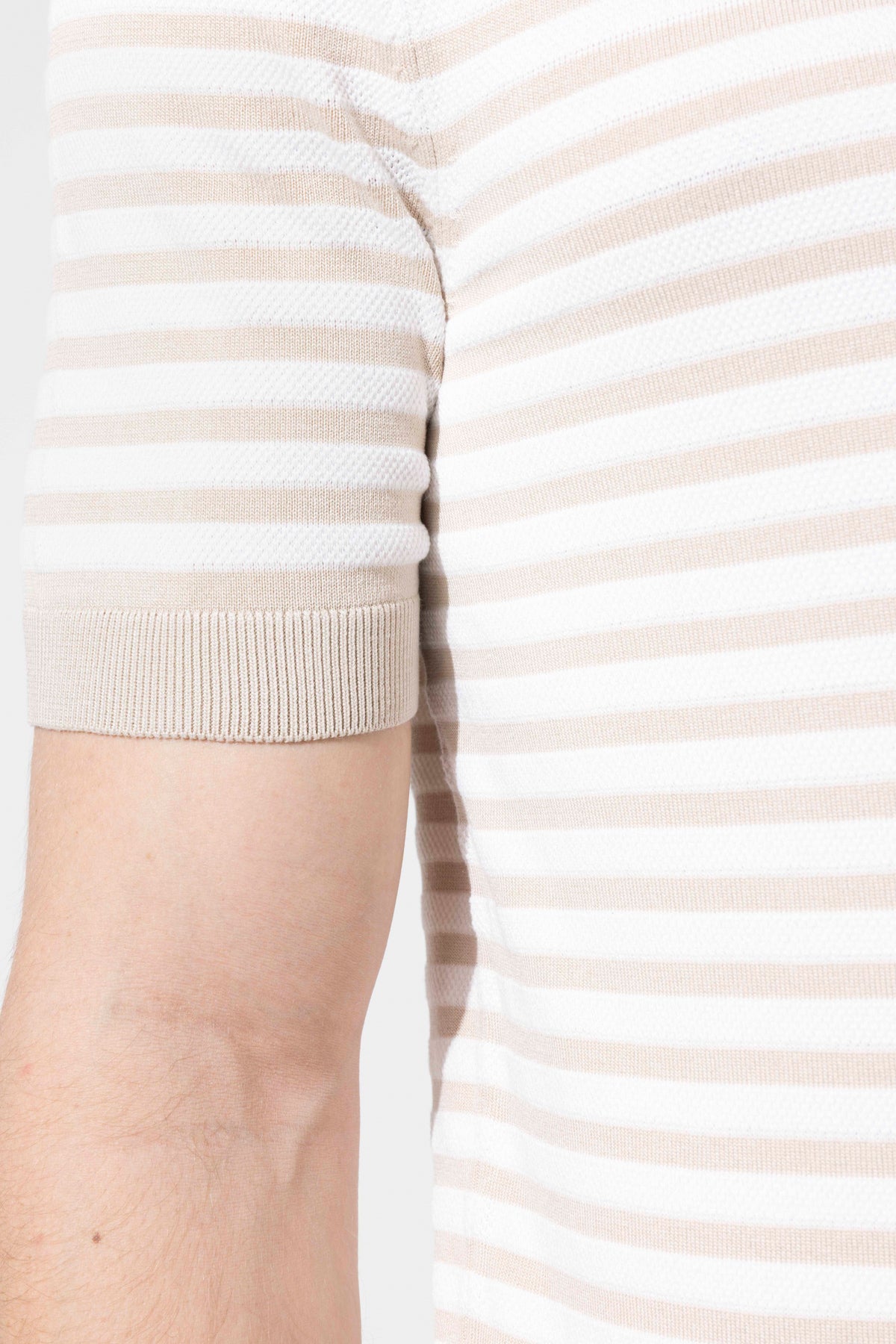Striped Knit Polo Neck Men's T-Shirt