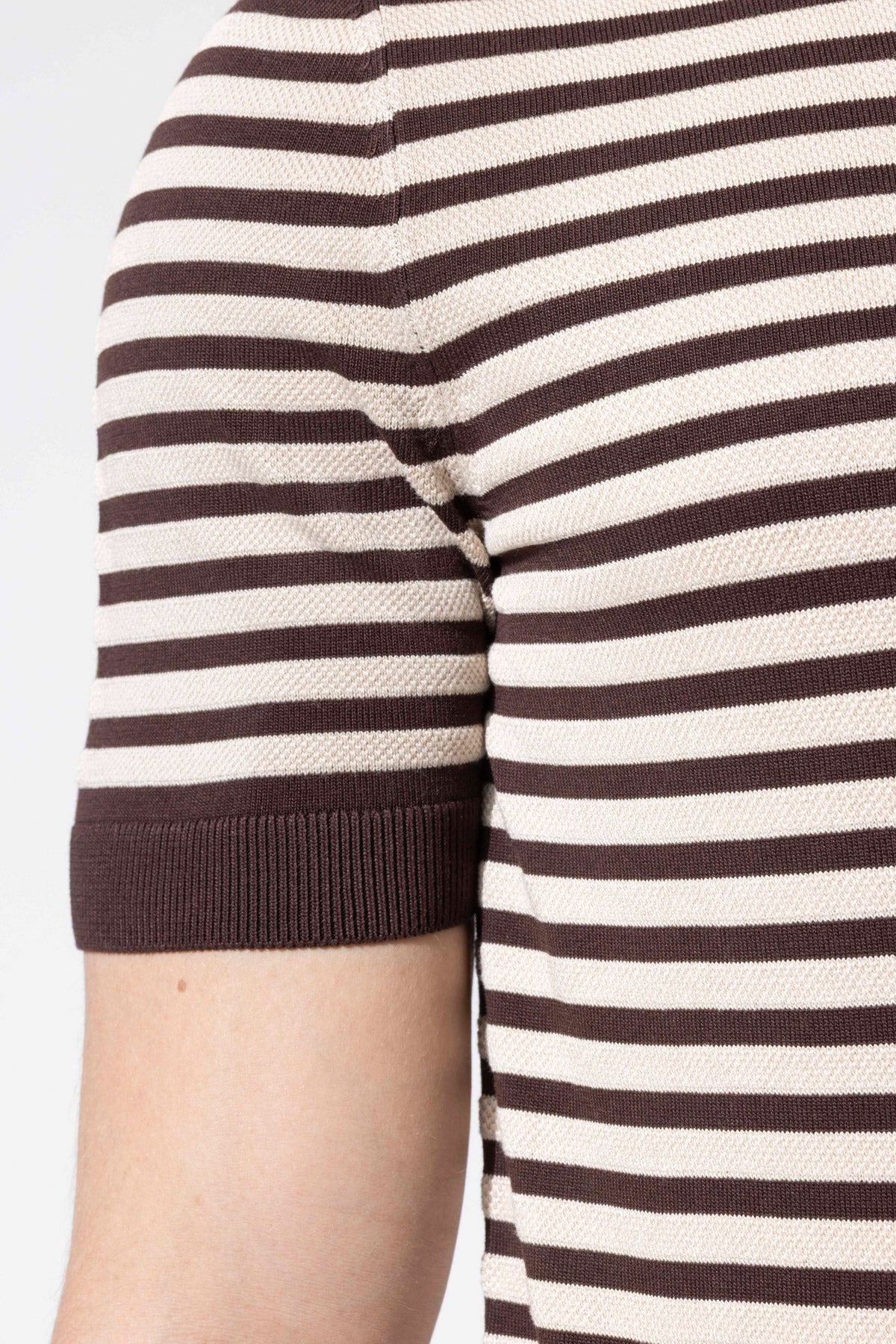 Striped Knit Polo Neck Men's T-Shirt